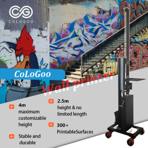 ColoGoo UV Inkjet Wall Painting Machine Robot Automatic 3D Vertical Mural Printer 2880dpi Borderless Outdoor Wall Art Printer