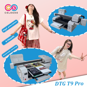 Cologoo New High Speed Automatic Multicolor DTG Inkjet Printer Home Commercial Use Textile Printing Machine Water-based Ink A1